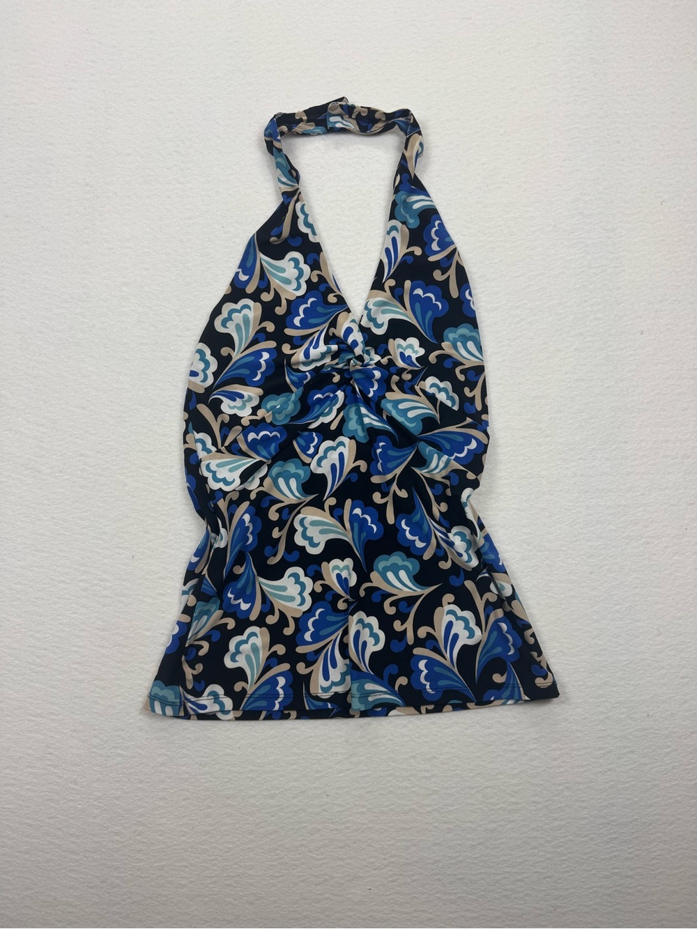 Nine West Vintage Y2K Halter Top Retro Blue Paisley Print Size Small